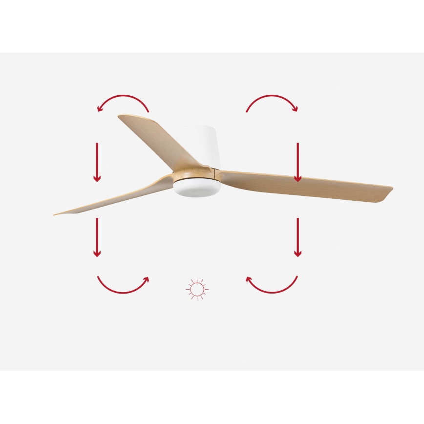 FARO 33829 - Plafondventilator PUNT TUB M bruin/wit diameter 130 cm + afstandsbediening