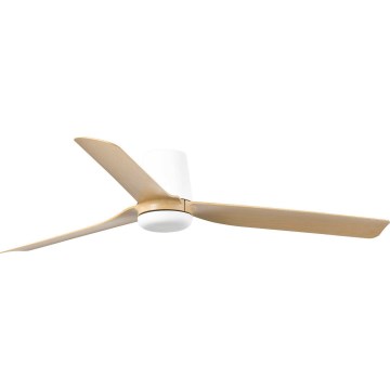FARO 33829WT - Plafondventilator PUNT TUB M bruin/wit diameter 132 cm Wi-Fi Tuya + afstandsbediening