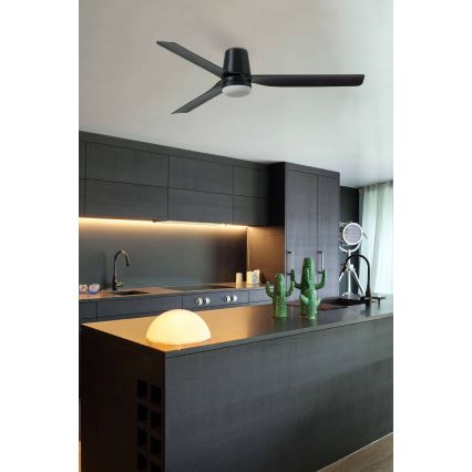 FARO 33830WT1S - Dimbare LED-plafondventilator PUNT TUB M LED/18W/230V 2700/3000/4000K Ø 132 cm zwart Wi-Fi Tuya + afstandsbediening