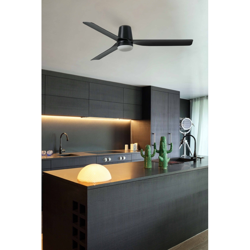 FARO 33830WT1S - Dimbare LED-plafondventilator PUNT TUB M LED/18W/230V 2700/3000/4000K Ø 132 cm zwart Wi-Fi Tuya + afstandsbediening