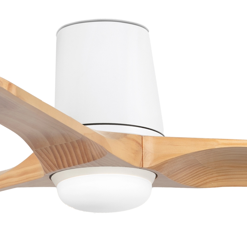 FARO 33836-1TW - LED dimbare plafondventilator HEYWOOD TUB S LED/10W/230V 2700/4000/6000K grenen/wit diameter 90 cm + afstandsbediening