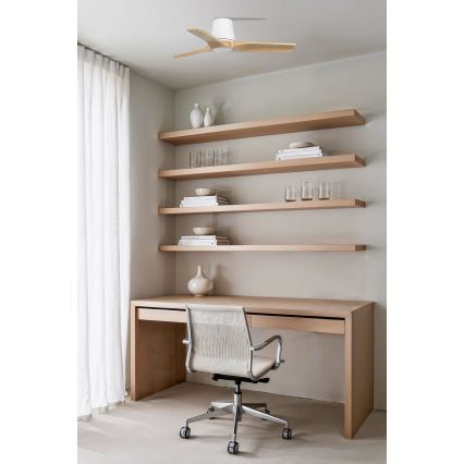 FARO 33836 - Plafondventilator HEYWOOD TUB S dennenhout/wit Ø 90 cm + afstandsbediening