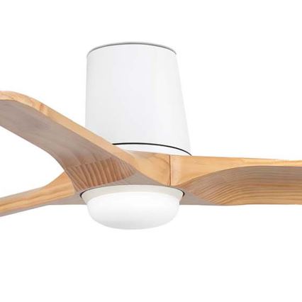 FARO 33836WT-1TW - LED dimbare plafondventilator HEYWOOD TUB S LED/10W/230V 2700/4000/6000K grenen/wit diameter 90 cm Wi-Fi Tuya + afstandsbediening