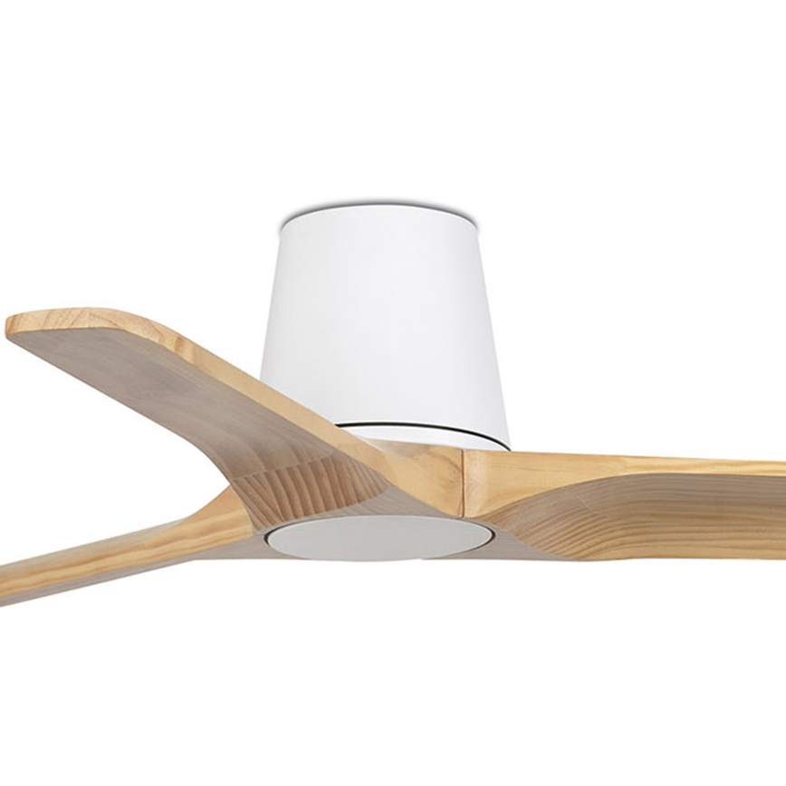 FARO 33836WT - Plafondventilator HEYWOOD TUB S grenen/wit diameter 90 cm Wi-Fi Tuya + afstandsbediening