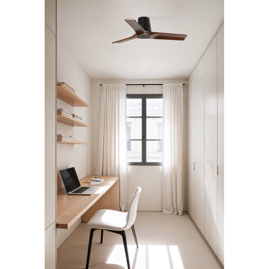 FARO 33837 - Plafondventilator HEYWOOD TUB S grenen/zwart diameter 90 cm + afstandsbediening