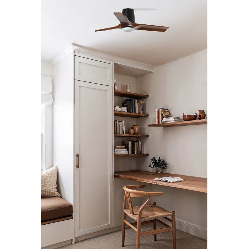 FARO 33837WT-1TW - LED dimbare plafondventilator HEYWOOD TUB S LED/10W/230V 2700/4000/6000K grenen/wit diameter 90 cm Wi-Fi Tuya + afstandsbediening