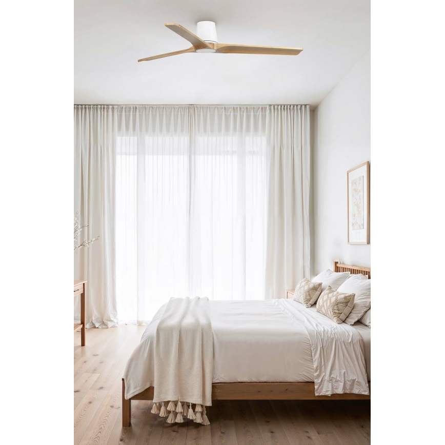 FARO 33838 - Plafondventilator HEYWOOD TUB L grenen/wit diameter 132 cm + afstandsbediening