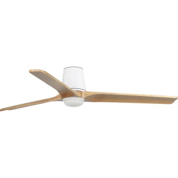 FARO 33838WT-1TW - LED dimbare plafondventilator HEYWOOD TUB L LED/10W/230V 2700/4000/6000K grenen/wit diameter 132 cm Wi-Fi Tuya + afstandsbediening