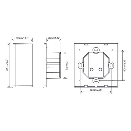 FARO 33988 - Wand-touchbediening voor 230 V plafondventilatoren, zwart