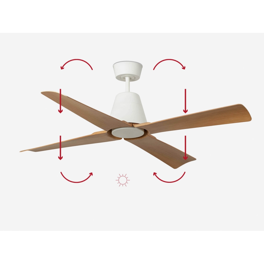 FARO 34105 - Plafondventilator TYPHOON M bruin/wit IP44 + afstandsbediening