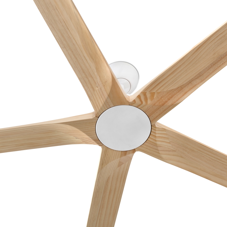 FARO 34191WT - Plafondventilator BIGWOOD XL grenen/wit diameter 200 cm Wi-Fi Tuya + afstandsbediening