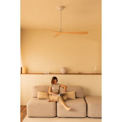 FARO 34195WT - Plafondventilator ROCKER M Ø 132 cm beige/wit Wi-Fi Tuya + afstandsbediening