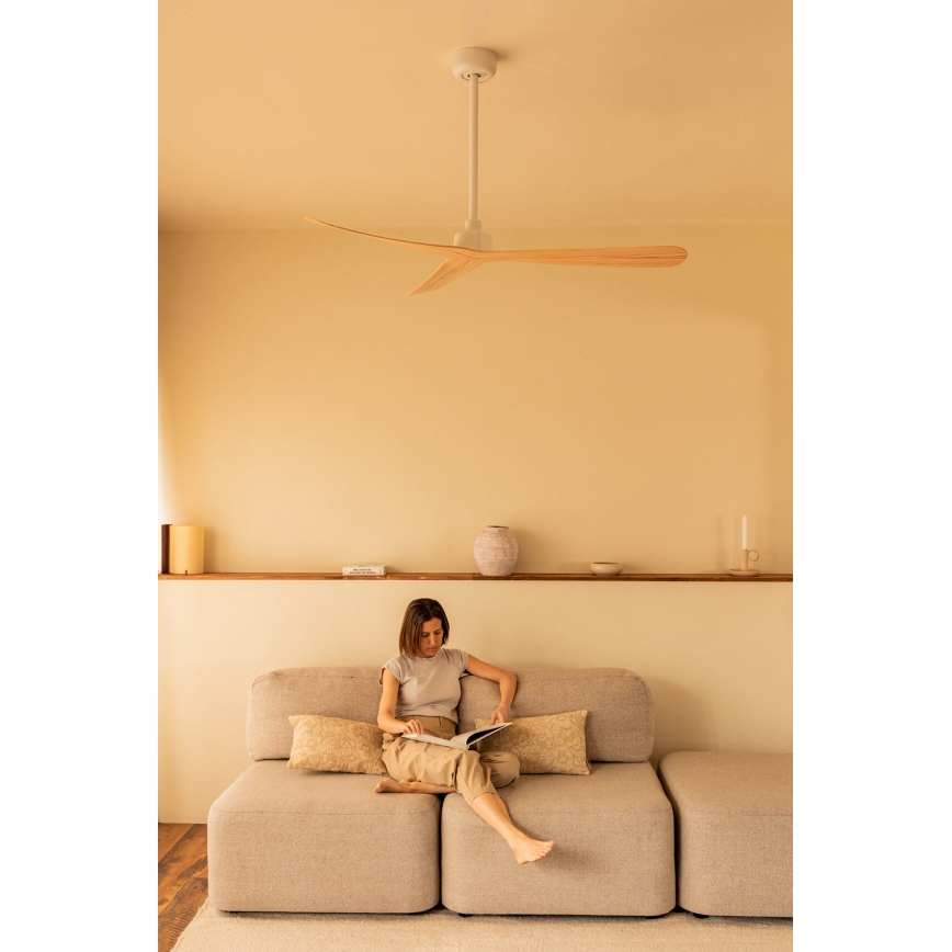 FARO 34195WT - Plafondventilator ROCKER M Ø 132 cm beige/wit Wi-Fi Tuya + afstandsbediening