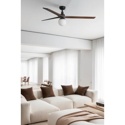 FARO 34276WT-11L - Plafondventilator KLIM L 1xE27/15W/230V hout/zwart diameter 150 cm Wi-Fi Tuya + afstandsbediening