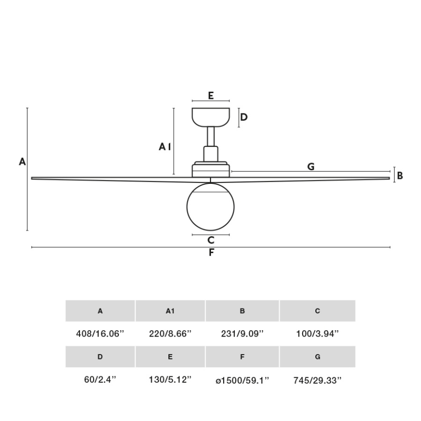 FARO 34276WT-11L - Plafondventilator KLIM L 1xE27/15W/230V hout/zwart diameter 150 cm Wi-Fi Tuya + afstandsbediening