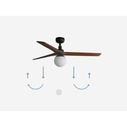 FARO 34277-11L - Plafondventilator KLIM M 1xE27/15W/230V hout/zwart diameter 125 cm + afstandsbediening