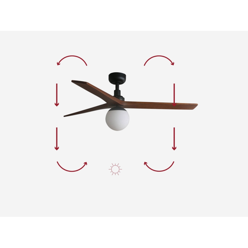 FARO 34277-11L - Plafondventilator KLIM M 1xE27/15W/230V hout/zwart diameter 125 cm + afstandsbediening