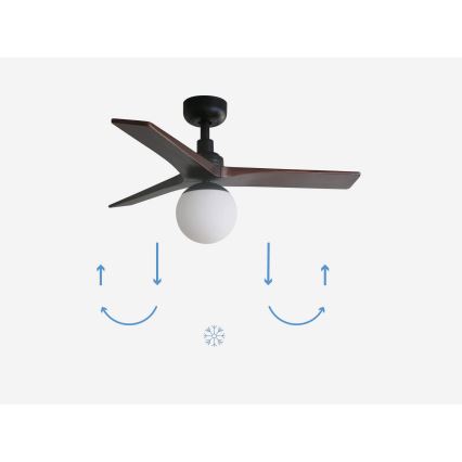 FARO 34278-11L - Plafondventilator KLIM S 1xE27/15W/230V hout/zwart diameter 92,5 cm + afstandsbediening