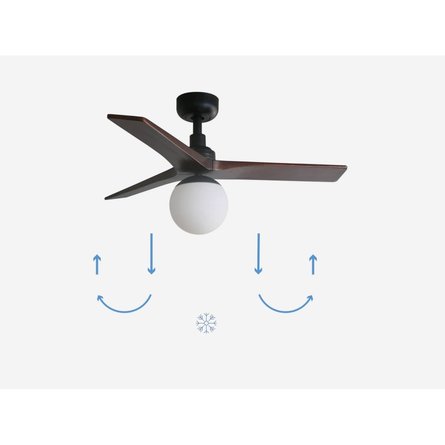 FARO 34278-11L - Plafondventilator KLIM S 1xE27/15W/230V hout/zwart diameter 92,5 cm + afstandsbediening
