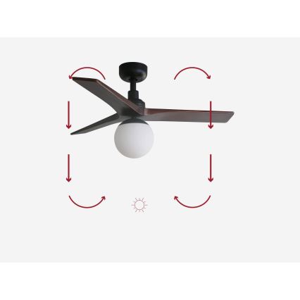 FARO 34278-11L - Plafondventilator KLIM S 1xE27/15W/230V hout/zwart diameter 92,5 cm + afstandsbediening