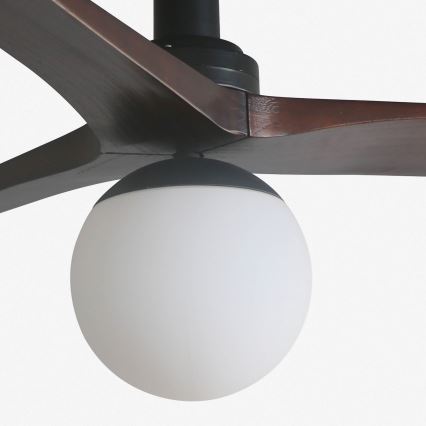 FARO 34278WT-11L - Plafondventilator KLIM S 1xE27/15W/230V walnoot/zwart diameter 92,5 cm Wi-Fi Tuya + afstandsbediening