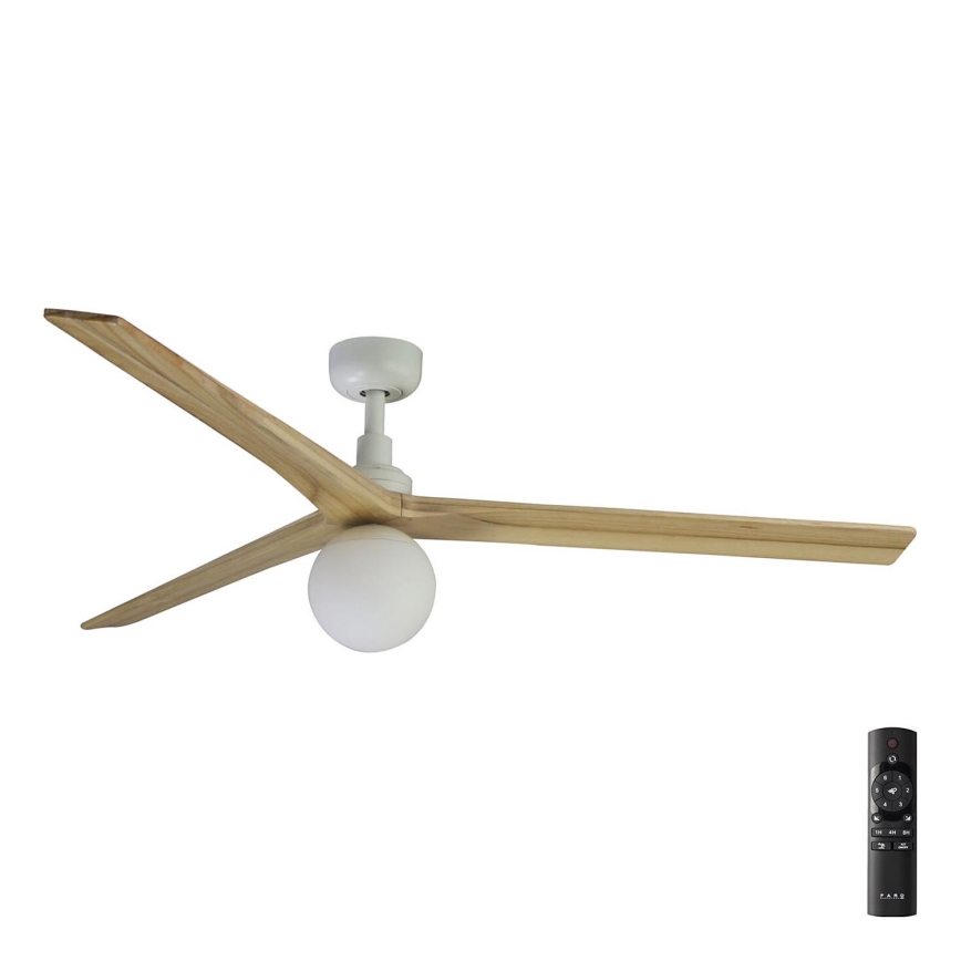 FARO 34279-11L - Plafondventilator KLIM L 1xE27/15W/230V hout/wit diameter 150 cm + afstandsbediening