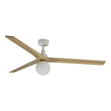 FARO 34279WT-11L - Plafondventilator KLIM L 1xE27/15W/230V hout/wit diameter 150 cm Wi-Fi Tuya + afstandsbediening