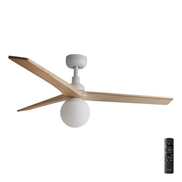 FARO 34280-11L - Plafondventilator KLIM M 1xE27/15W/230V hout/wit diameter 125 cm + afstandsbediening
