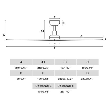 FARO 34280 - Plafondventilator KLIM M grenen/wit diameter 125 cm + afstandsbediening