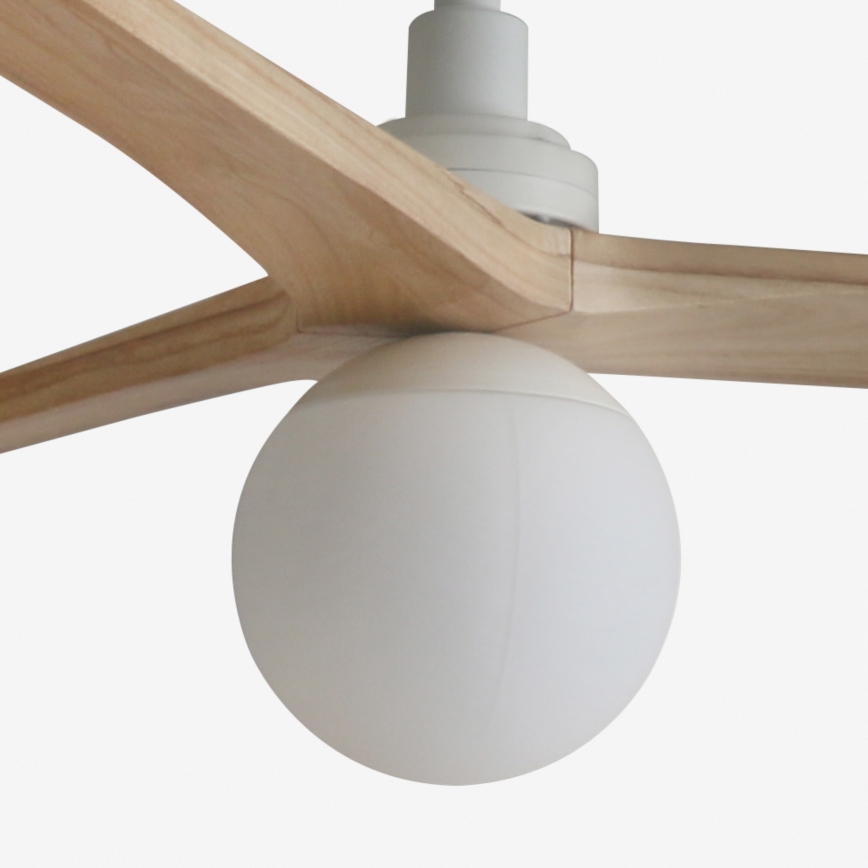 FARO 34280WT-11L - Plafondventilator KLIM M 1xE27/15W/230V hout/wit diameter 125 cm Wi-Fi Tuya + afstandsbediening
