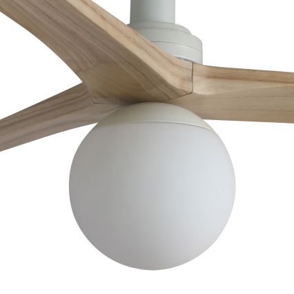 FARO 34281WT-11L - Plafondventilator KLIM S 1xE27/15W/230V hout/wit diameter 92,5 cm Wi-Fi Tuya + afstandsbediening