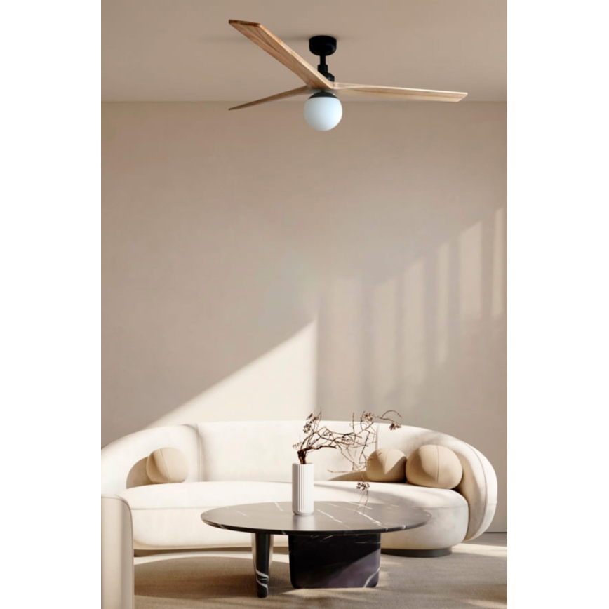 FARO 34282-11L - Plafondventilator KLIM L 1xE27/15W/230V hout/zwart diameter 150 cm + afstandsbediening