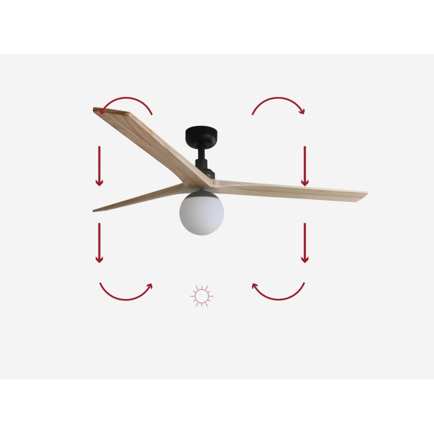 FARO 34282-11L - Plafondventilator KLIM L 1xE27/15W/230V hout/zwart diameter 150 cm + afstandsbediening
