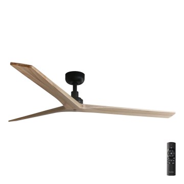 FARO 34282 - Plafondventilator KLIM L dennenhout/zwart Ø 150 cm + afstandsbediening
