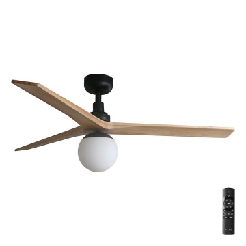 FARO 34283-11L - Plafondventilator KLIM M 1xE27/15W/230V hout/zwart diameter 125 cm + afstandsbediening