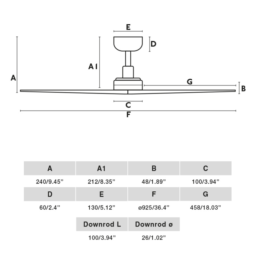 FARO 34284 - Plafondventilator KLIM S dennenhout/zwart Ø 92,5 cm + afstandsbediening