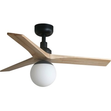 FARO 34284WT-11L - Plafondventilator KLIM S 1xE27/15W/230V grenen/zwart diameter 92,5 cm Wi-Fi Tuya + afstandsbediening