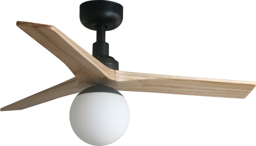 FARO 34284WT-11L - Plafondventilator KLIM S 1xE27/15W/230V grenen/zwart diameter 92,5 cm Wi-Fi Tuya + afstandsbediening