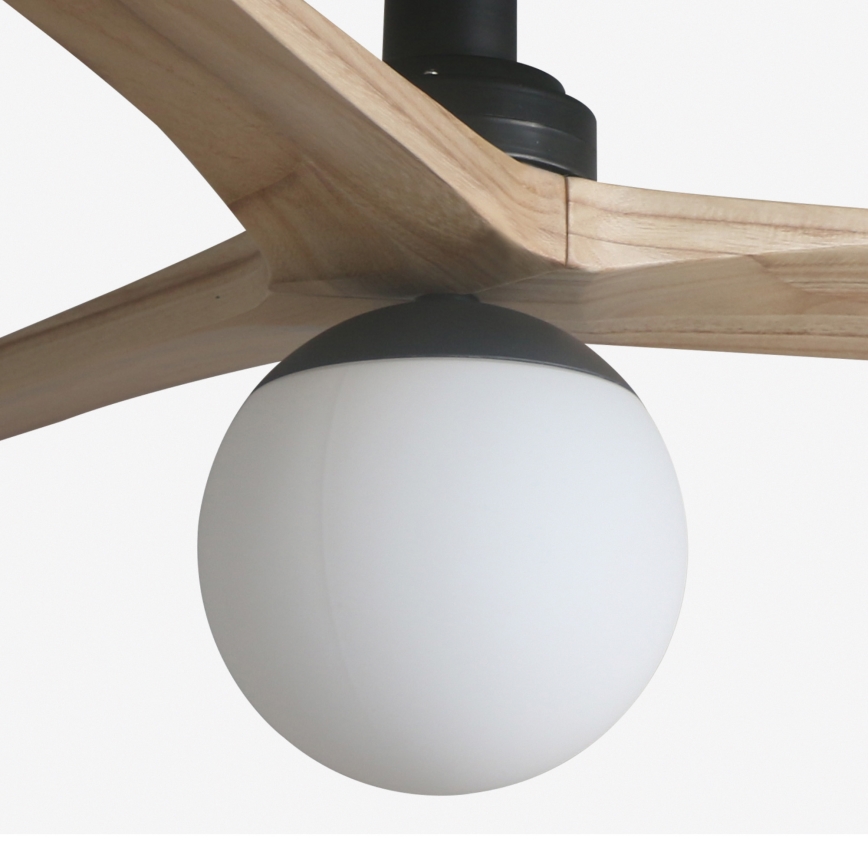 FARO 34284WT-11L - Plafondventilator KLIM S 1xE27/15W/230V grenen/zwart diameter 92,5 cm Wi-Fi Tuya + afstandsbediening