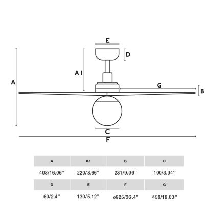 FARO 34284WT-11L - Plafondventilator KLIM S 1xE27/15W/230V grenen/zwart diameter 92,5 cm Wi-Fi Tuya + afstandsbediening