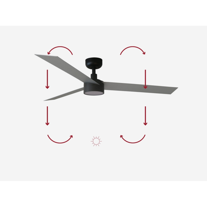 FARO 34286-1TW - Dimbare LED-plafondventilator CRUISER L LED/18W/230V 2700/3000/4000K Ø 132 cm zwart/grijs + afstandsbediening