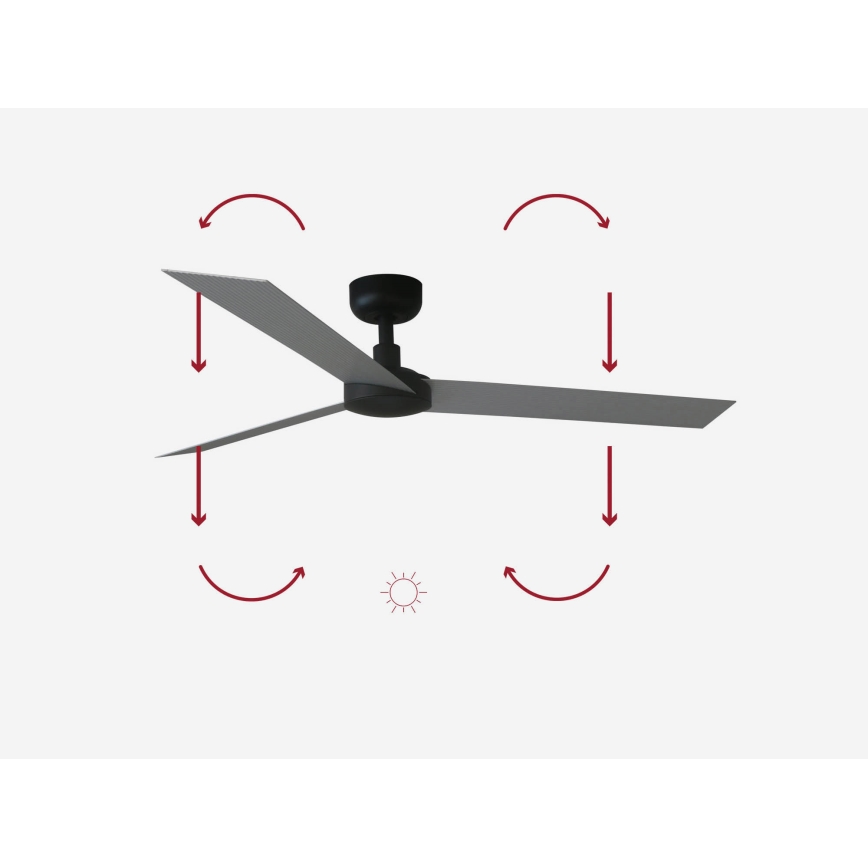 FARO 34286 - Plafondventilator CRUISER L zwart diameter 132 cm + afstandsbediening