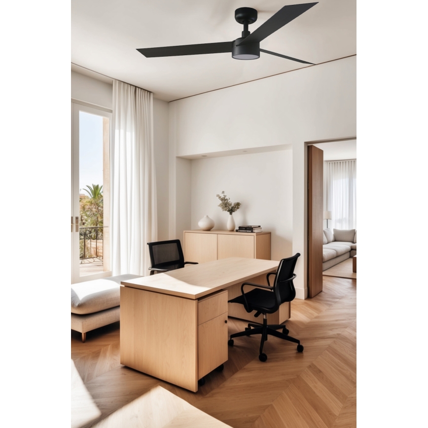 FARO 34291WT1S - LED-dimbare plafondventilator CRUISER L LED/18W/230V 2700/3000/4000K Ø132 cm zwart Wi-Fi Tuya + afstandsbediening
