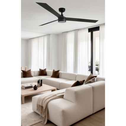FARO 34293WT1S - Dimbare LED-plafondventilator CRUISER XL LED/18W/230V 2700/3000/4000K Ø 160 cm zwart Wi-Fi Tuya + afstandsbediening