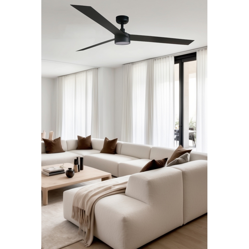 FARO 34293WT1S - Dimbare LED-plafondventilator CRUISER XL LED/18W/230V 2700/3000/4000K Ø 160 cm zwart Wi-Fi Tuya + afstandsbediening