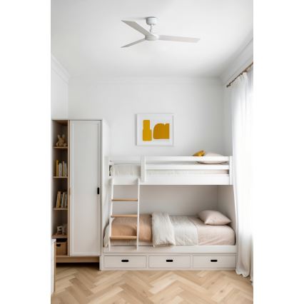 FARO 34295WT - Plafondventilator RUDDER S wit/beige diameter 106 cm Wi-Fi Tuya + afstandsbediening