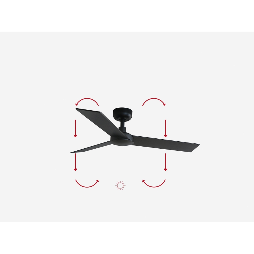 FARO 34296WP - Plafondventilator RUDDER S zwart diameter 106 cm SMART + afstandsbediening