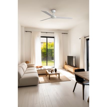 FARO 34297WT - Plafondventilator RUDDER L wit/beige diameter 132 cm Wi-Fi Tuya + afstandsbediening