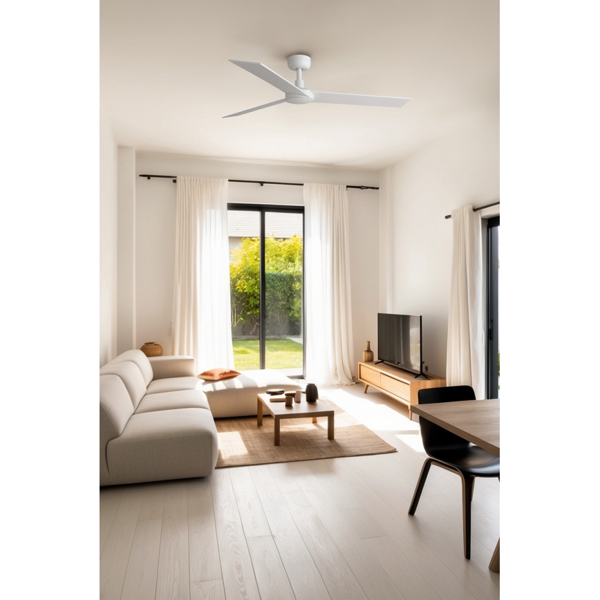 FARO 34297WT - Plafondventilator RUDDER L wit/beige diameter 132 cm Wi-Fi Tuya + afstandsbediening