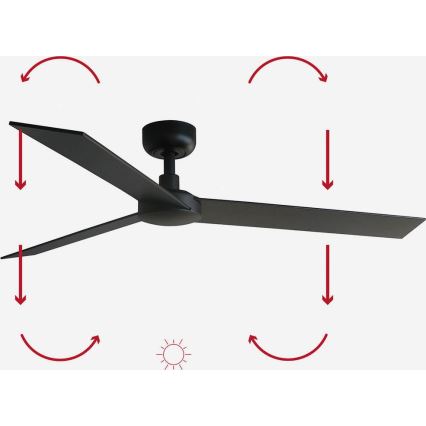 FARO 34298WP - Plafondventilator RUDDER L zwart diameter 132 cm SMART + afstandsbediening